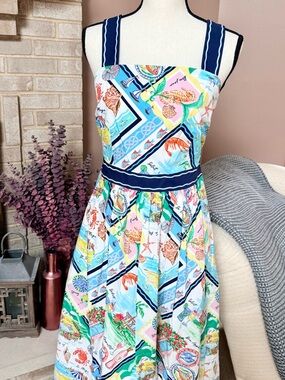 TALBOTS Poplin Fit & Flare Dress - Summer Vista